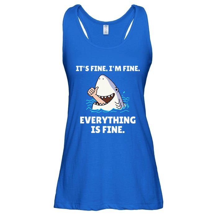 Shark Attack It’S Fine I’M Fine Everything Is Fine Ladies Essential Flowy Tank