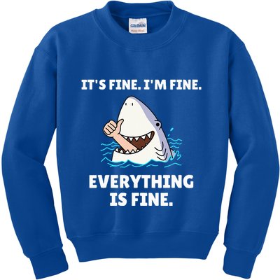 Shark Attack It’S Fine I’M Fine Everything Is Fine Kids Sweatshirt