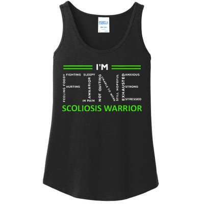 Scoliosis Awareness I´M Fine Green Ribbon Fighter Ladies Essential Tank