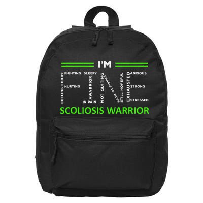 Scoliosis Awareness I´M Fine Green Ribbon Fighter 16 in Basic Backpack