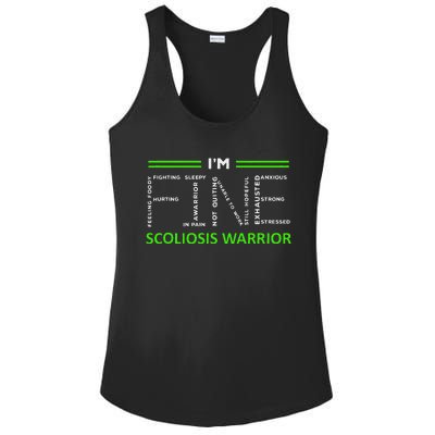 Scoliosis Awareness I´M Fine Green Ribbon Fighter Ladies PosiCharge Competitor Racerback Tank