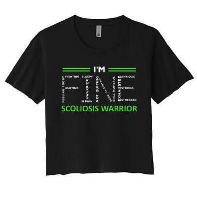 Scoliosis Awareness I´M Fine Green Ribbon Fighter Women's Crop Top Tee