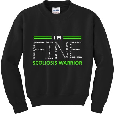 Scoliosis Awareness I´M Fine Green Ribbon Fighter Kids Sweatshirt