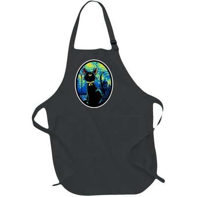 Sailor Moon Cat Starry Night Van Gogh Full-Length Apron With Pockets