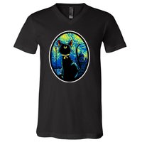 Sailor Moon Cat Starry Night Van Gogh V-Neck T-Shirt