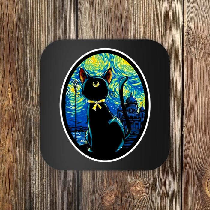 Sailor Moon Cat Starry Night Van Gogh Coaster