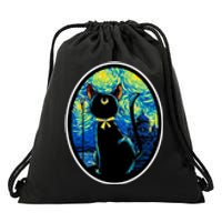 Sailor Moon Cat Starry Night Van Gogh Drawstring Bag