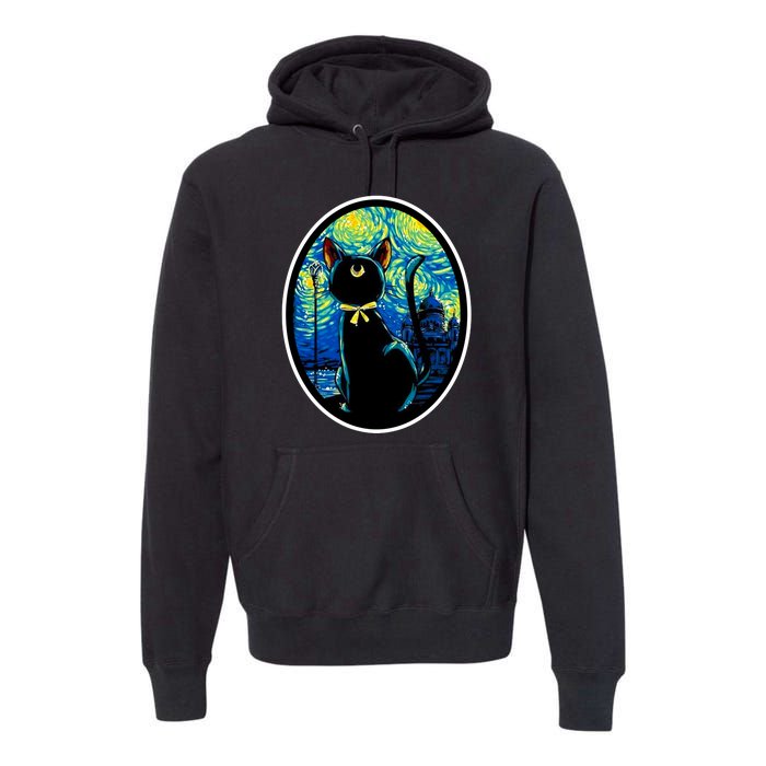 Sailor Moon Cat Starry Night Van Gogh Premium Hoodie