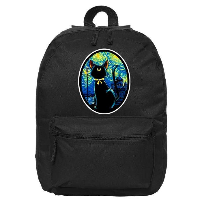 Sailor Moon Cat Starry Night Van Gogh 16 in Basic Backpack