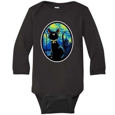 Sailor Moon Cat Starry Night Van Gogh Baby Long Sleeve Bodysuit