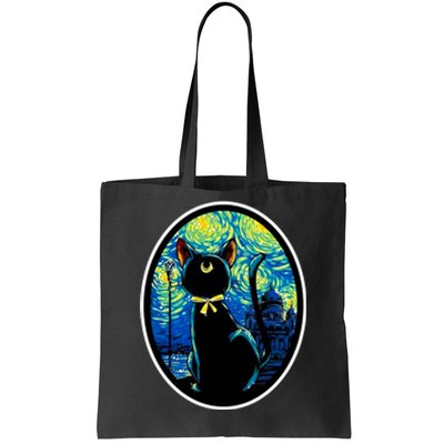 Sailor Moon Cat Starry Night Van Gogh Tote Bag