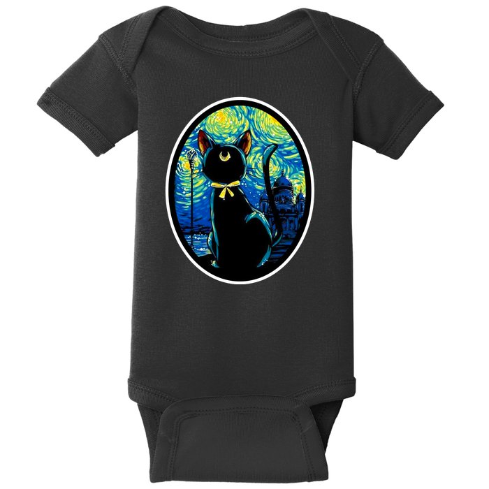 Sailor Moon Cat Starry Night Van Gogh Baby Bodysuit