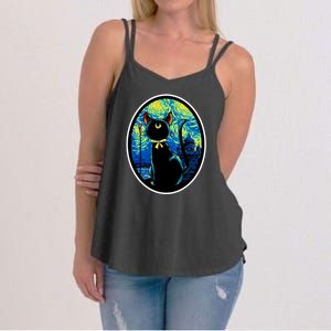 Sailor Moon Cat Starry Night Van Gogh Women's Strappy Tank