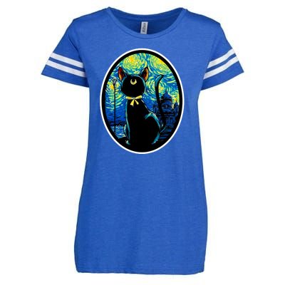 Sailor Moon Cat Starry Night Van Gogh Enza Ladies Jersey Football T-Shirt