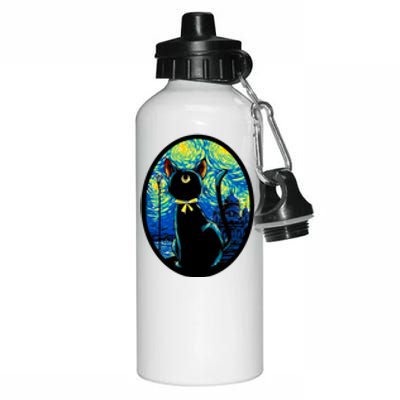 Sailor Moon Cat Starry Night Van Gogh Aluminum Water Bottle