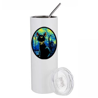 Sailor Moon Cat Starry Night Van Gogh Stainless Steel Tumbler