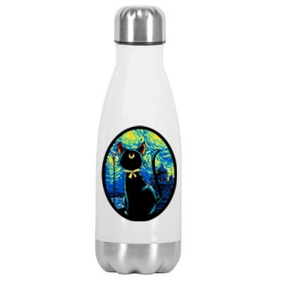 Sailor Moon Cat Starry Night Van Gogh Stainless Steel Insulated Water Bottle