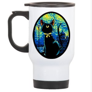 Sailor Moon Cat Starry Night Van Gogh Stainless Steel Travel Mug