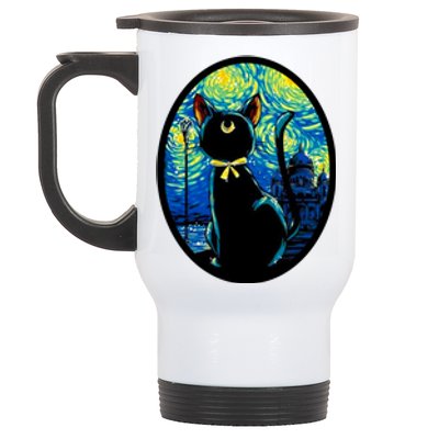 Sailor Moon Cat Starry Night Van Gogh Stainless Steel Travel Mug