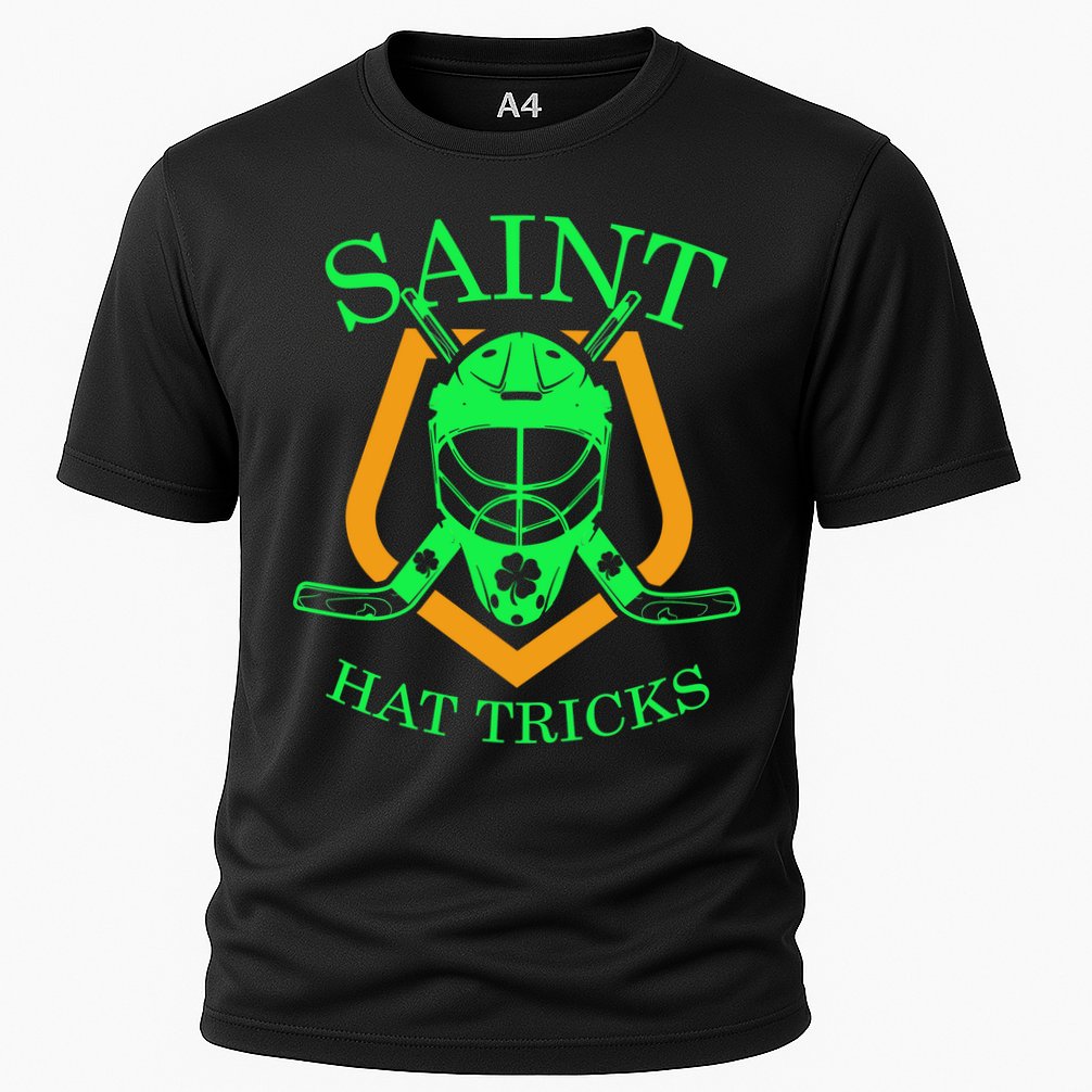 Saint Hat Tricks Funny Hockey St Patricks Day Cooling Performance Crew T-Shirt