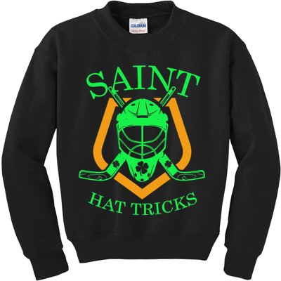 Saint Hat Tricks Funny Hockey St Patricks Day Kids Sweatshirt
