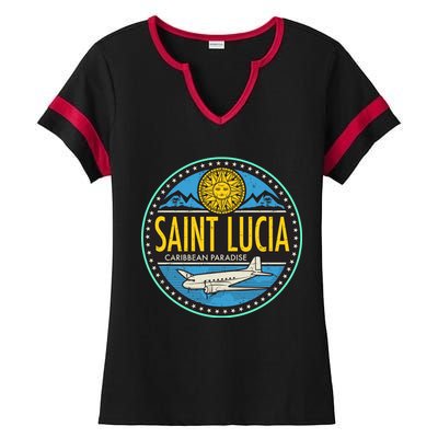 Saint Lucia Caribbean Paradise Ladies Halftime Notch Neck Tee