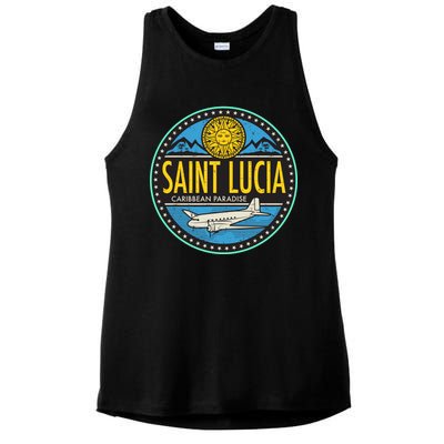 Saint Lucia Caribbean Paradise Ladies PosiCharge Tri-Blend Wicking Tank