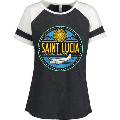 Saint Lucia Caribbean Paradise Enza Ladies Jersey Colorblock Tee