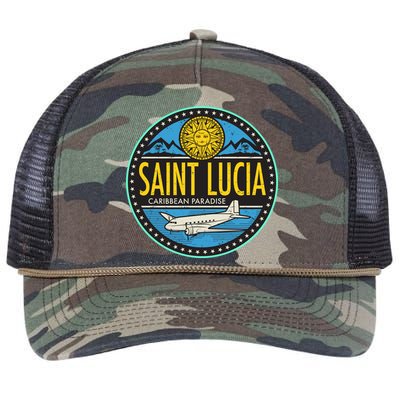 Saint Lucia Caribbean Paradise Retro Rope Trucker Hat Cap