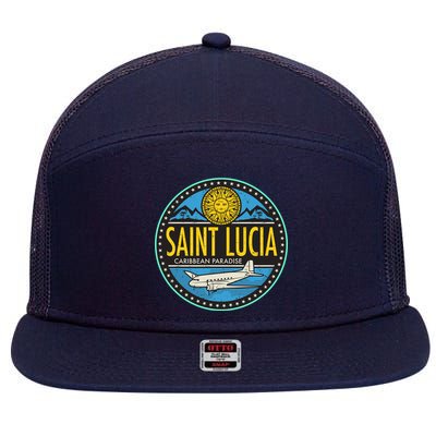 Saint Lucia Caribbean Paradise 7 Panel Mesh Trucker Snapback Hat