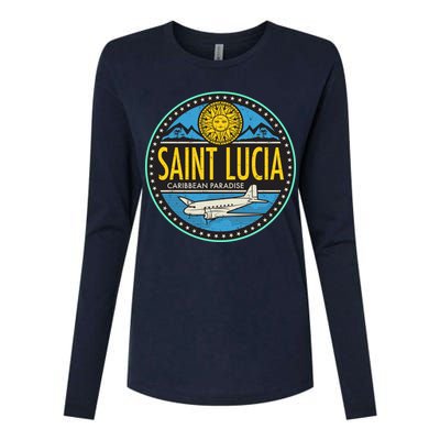 Saint Lucia Caribbean Paradise Womens Cotton Relaxed Long Sleeve T-Shirt