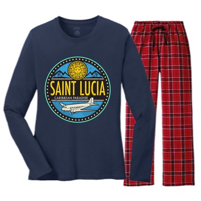 Saint Lucia Caribbean Paradise Women's Long Sleeve Flannel Pajama Set 