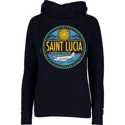 Saint Lucia Caribbean Paradise Womens Funnel Neck Pullover Hood