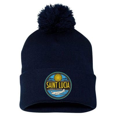 Saint Lucia Caribbean Paradise Pom Pom 12in Knit Beanie