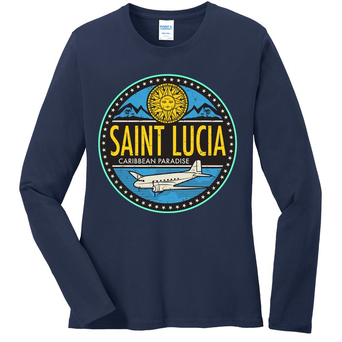 Saint Lucia Caribbean Paradise Ladies Long Sleeve Shirt