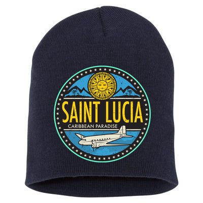 Saint Lucia Caribbean Paradise Short Acrylic Beanie