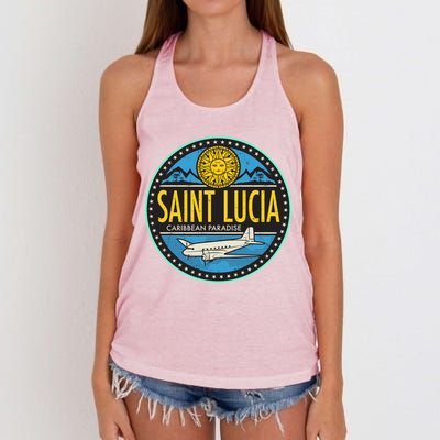 Saint Lucia Caribbean Paradise Women's Knotted Racerback Tank