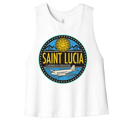 Saint Lucia Caribbean Paradise Women's Racerback Cropped Tank