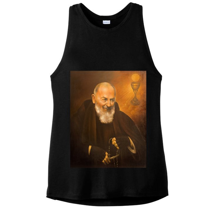 Saint Padre Pio Ladies PosiCharge Tri-Blend Wicking Tank