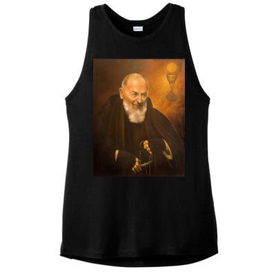 Saint Padre Pio Ladies PosiCharge Tri-Blend Wicking Tank