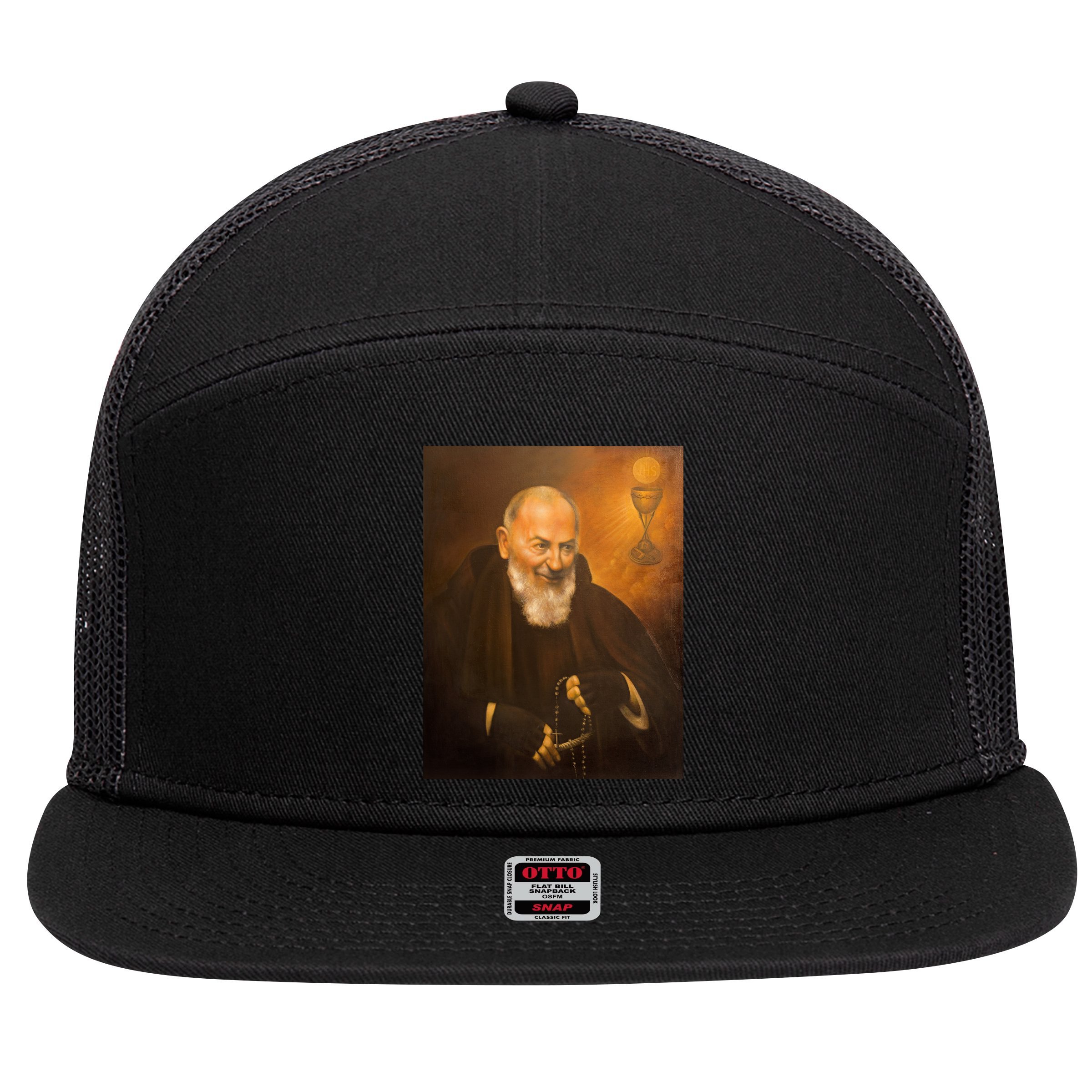 Saint Padre Pio 7 Panel Mesh Trucker Snapback Hat