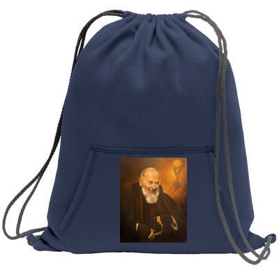 Saint Padre Pio Sweatshirt Cinch Pack Bag