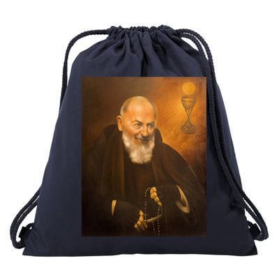 Saint Padre Pio Drawstring Bag