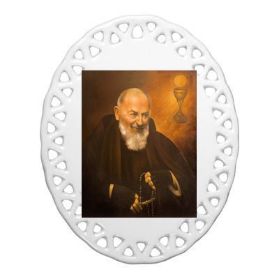 Saint Padre Pio Ceramic Oval Ornament