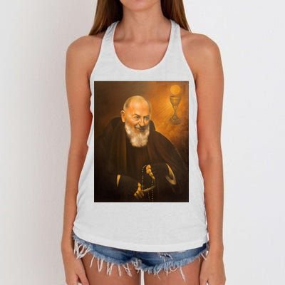 Saint Padre Pio Women's Knotted Racerback Tank