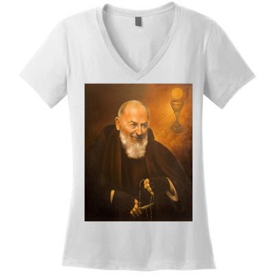 Saint Padre Pio Women's V-Neck T-Shirt