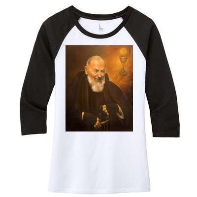 Saint Padre Pio Women's Tri-Blend 3/4-Sleeve Raglan Shirt