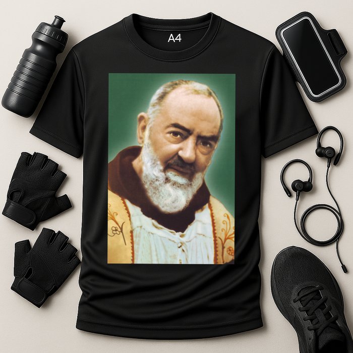 Saint Padre Pio Art Cooling Performance Crew T-Shirt