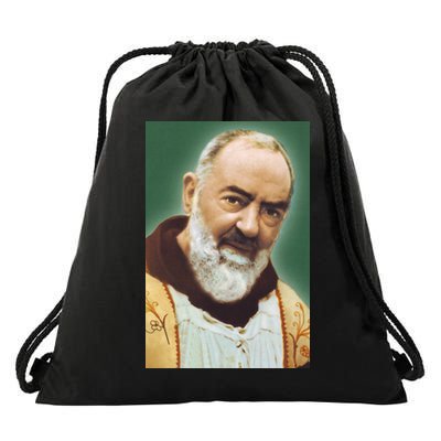 Saint Padre Pio Art Drawstring Bag