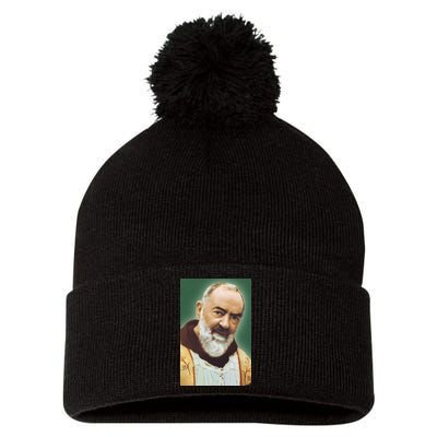 Saint Padre Pio Art Pom Pom 12in Knit Beanie